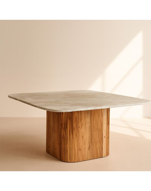 Table basse Bergen gris/naturel - 80x80x36 cm