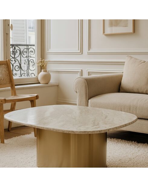 Table basse Fedje beige/doré - 80x73x33 cm