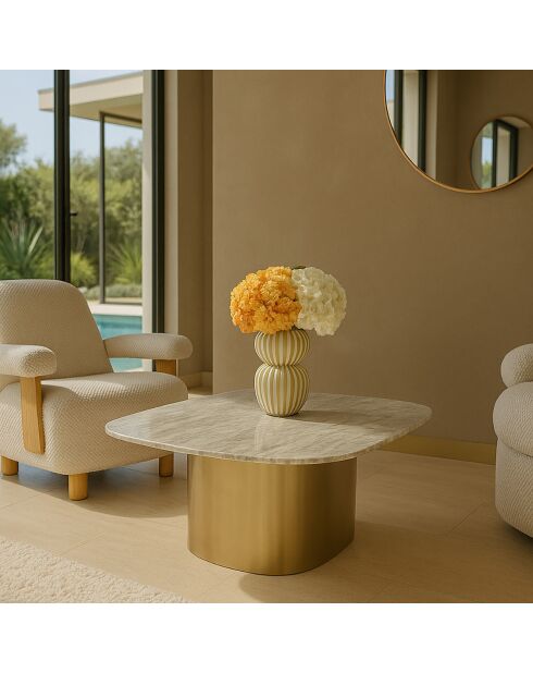 Table basse Fedje beige/doré - 80x73x33 cm