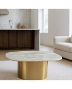 Table basse Fedje beige/doré - 80x73x33 cm