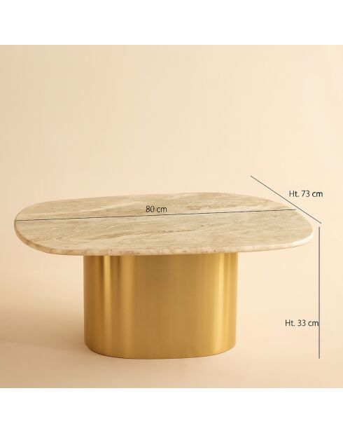 Table basse Fedje beige/doré - 80x73x33 cm