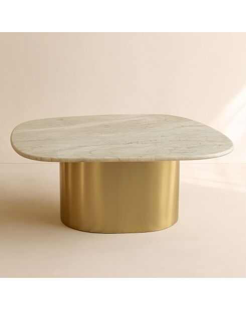 Table basse Fedje beige/doré - 80x73x33 cm