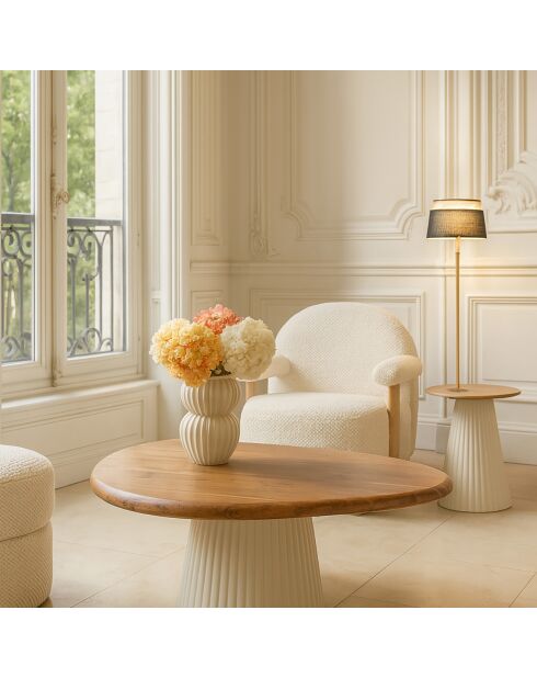 Table basse Malmo blanc/naturel - 90x73x33 cm