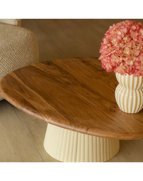 Table basse Malmo blanc/naturel - 90x73x33 cm