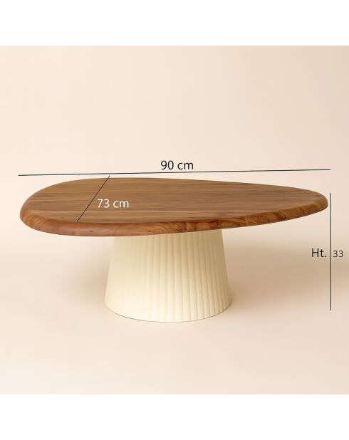 Table basse Malmo blanc/naturel - 90x73x33 cm