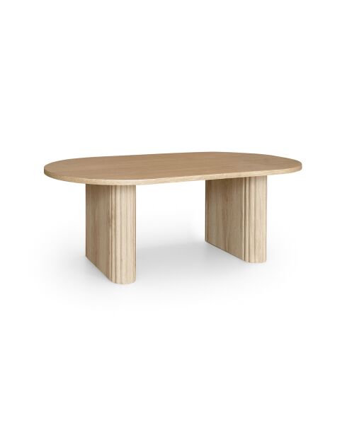 Table basse ovale effet bois quito naturel - 110x60x40 cm