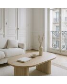 Table basse ovale effet bois quito naturel - 110x60x40 cm