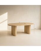 Table basse ovale effet bois quito naturel - 110x60x40 cm