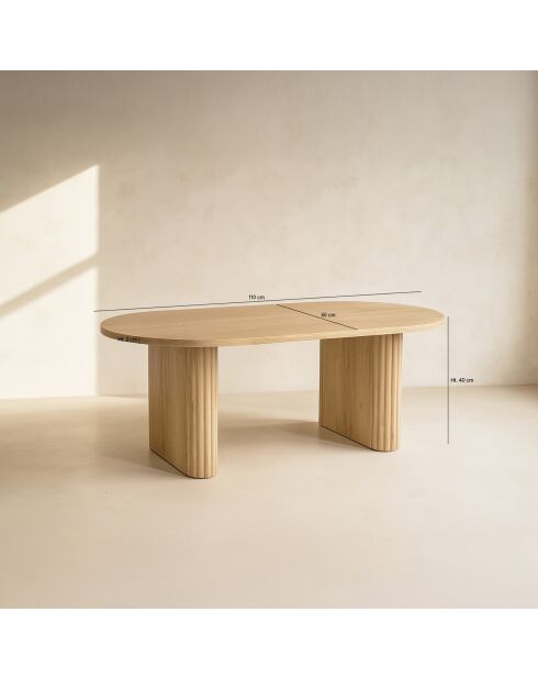 Table basse ovale effet bois quito naturel - 110x60x40 cm