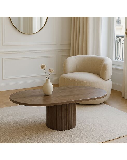 Table basse ovaleeffet bois sierra naturel - 110x60x40 cm