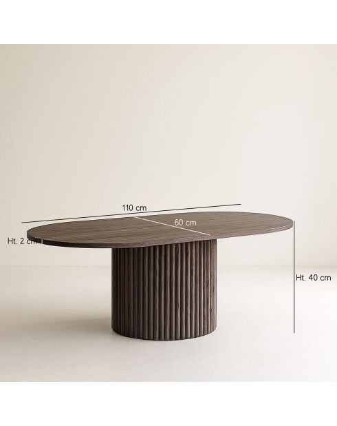 Table basse ovaleeffet bois sierra naturel - 110x60x40 cm
