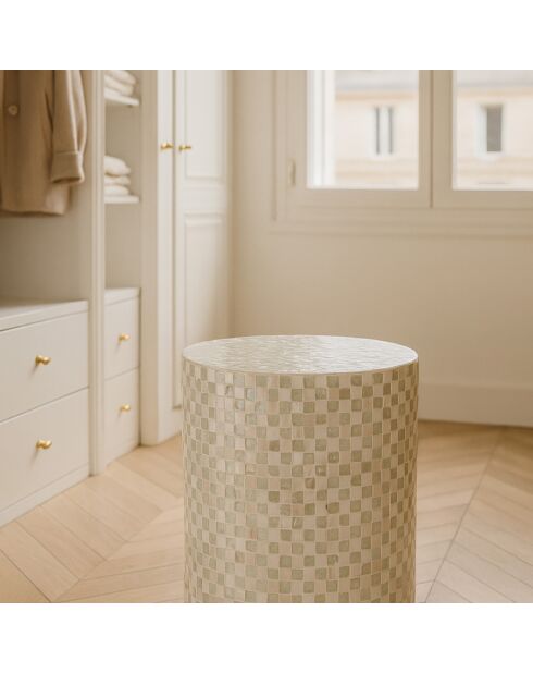 Meuble d'appoint  en coquille de capiz zina vert - D.35x50 cm