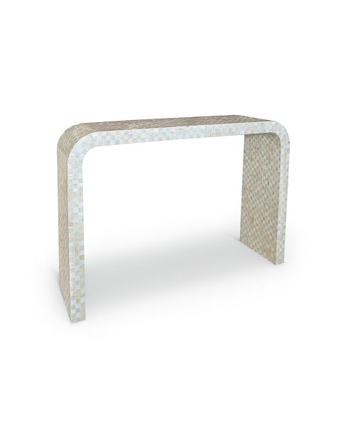 Console en coquille de capiz  fait main zina verte - 115x30x77 cm