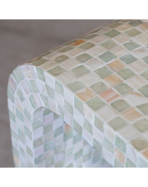 Console en coquille de capiz  fait main zina verte - 115x30x77 cm
