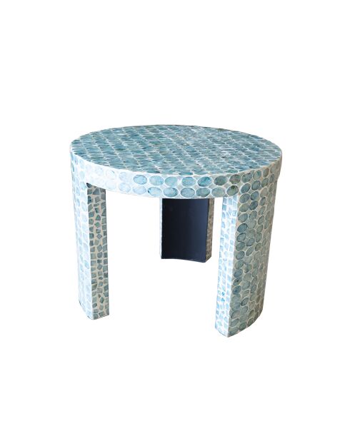 Meuble d'appoint en coquilles de capiz solna bleu - 50x50x40 cm