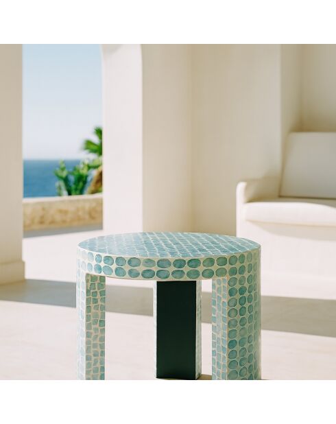 Meuble d'appoint en coquilles de capiz solna bleu - 50x50x40 cm