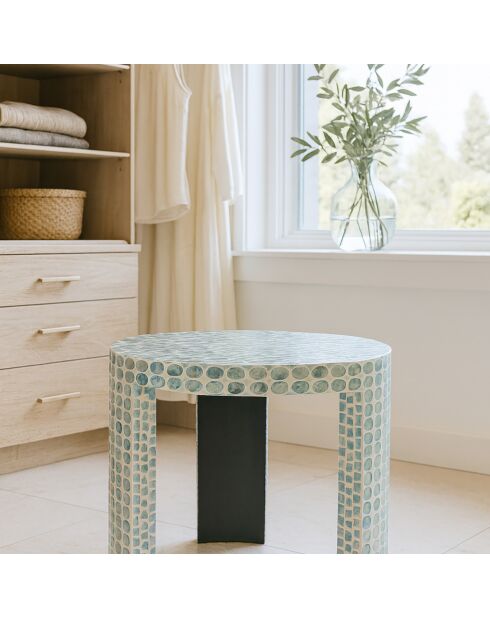 Meuble d'appoint en coquilles de capiz solna bleu - 50x50x40 cm