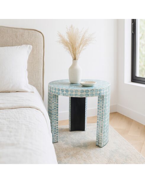 Meuble d'appoint en coquilles de capiz solna bleu - 50x50x40 cm