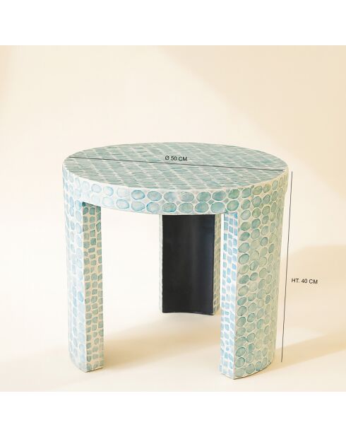 Meuble d'appoint en coquilles de capiz solna bleu - 50x50x40 cm