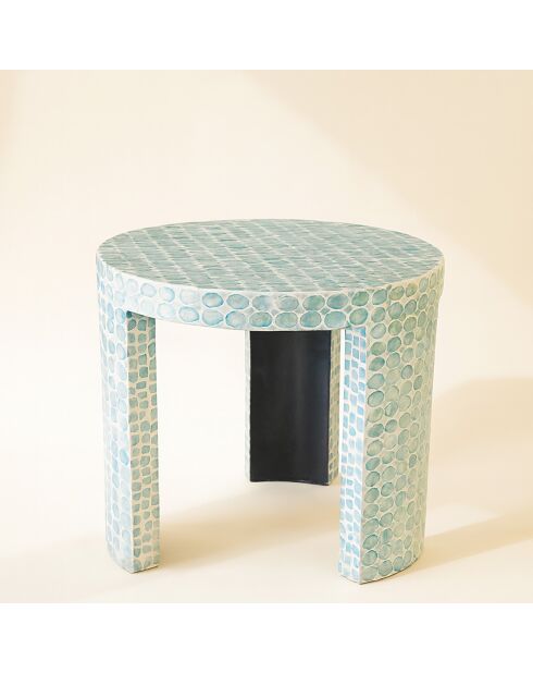 Meuble d'appoint en coquilles de capiz solna bleu - 50x50x40 cm