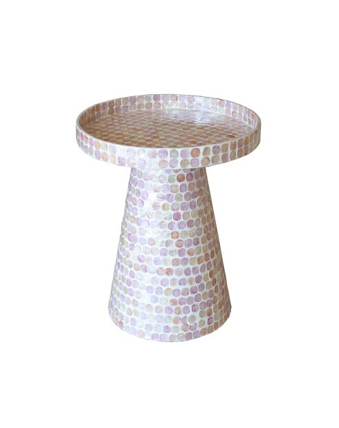Meuble d'appoint en coquille de capiz elora rose - 40x40x48 cm