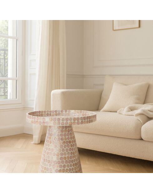 Meuble d'appoint en coquille de capiz elora rose - 40x40x48 cm