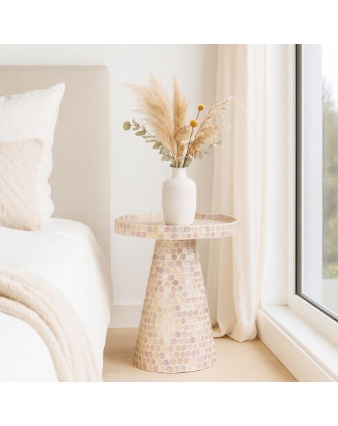 Meuble d'appoint en coquille de capiz elora rose - 40x40x48 cm