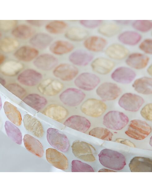 Meuble d'appoint en coquille de capiz elora rose - 40x40x48 cm