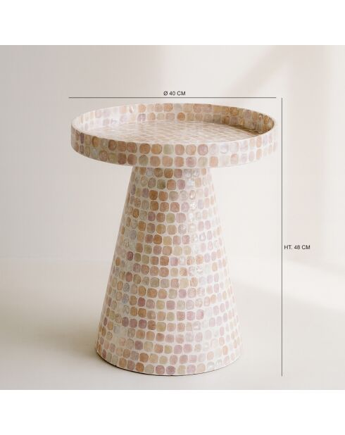 Armario auxiliar Elora en forma de concha de capiz rosa - 40x40x48 cm