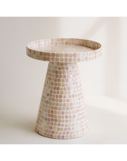 Meuble d'appoint en coquille de capiz elora rose - 40x40x48 cm
