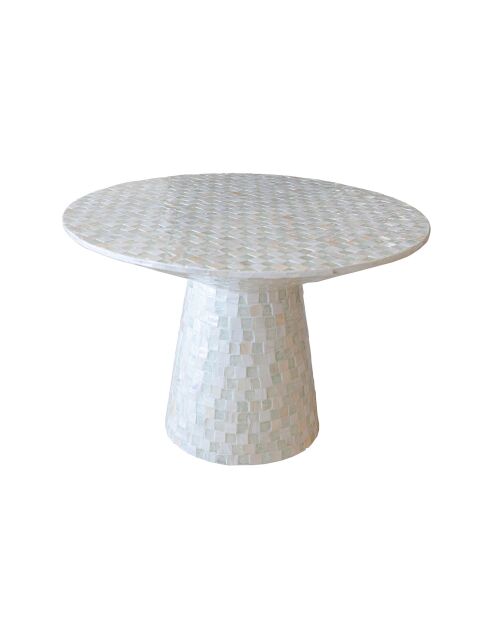 Table basse ronde en coquille de  capiz zina verte - 58x58x40 cm