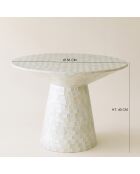 Table basse ronde en coquille de  capiz zina verte - 58x58x40 cm