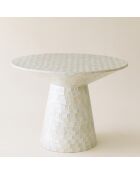 Table basse ronde en coquille de  capiz zina verte - 58x58x40 cm