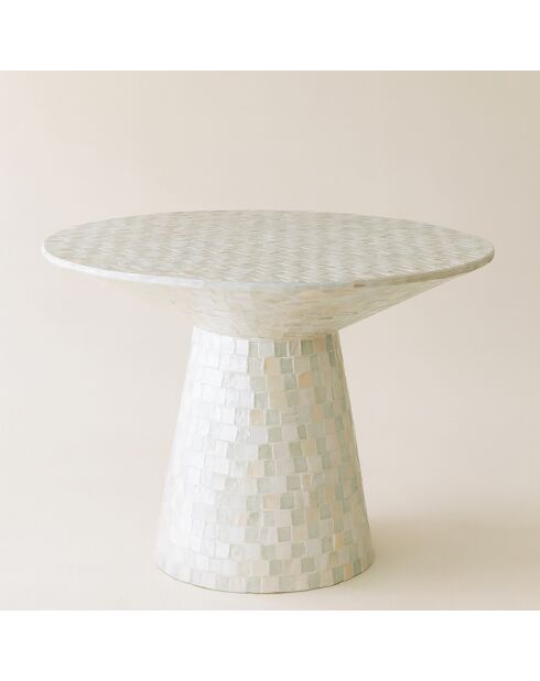 Table basse ronde en coquille de  capiz zina verte - 58x58x40 cm