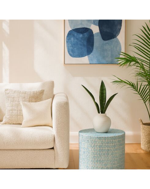 Meuble d'appoint en coquille de capiz solna bleu - D.35x40 cm