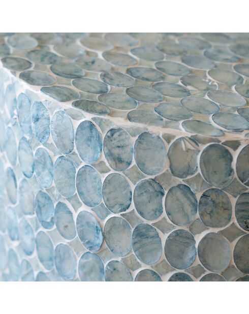 Meuble d'appoint en coquille de capiz solna bleu - D.35x40 cm