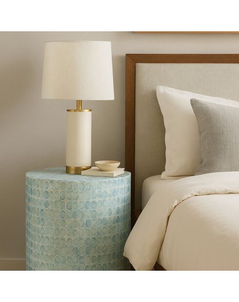 Meuble d'appoint en coquille de capiz solna bleu - D.35x40 cm