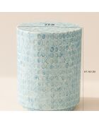 Meuble d'appoint en coquille de capiz solna bleu - D.35x40 cm