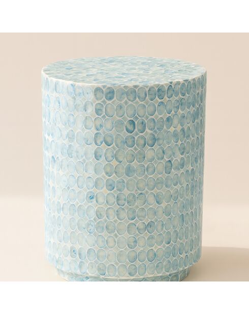 Meuble d'appoint en coquille de capiz solna bleu - D.35x40 cm