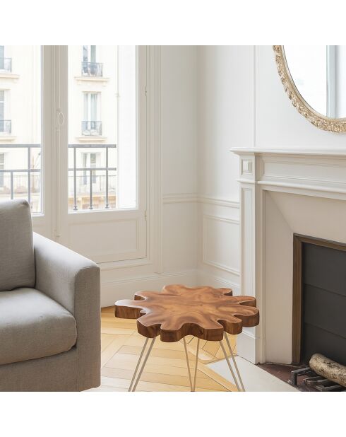 Table d'appoint en teck  kuta blanc/bois de teck - 70x60x46 cm