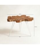 Table d'appoint en teck  kuta blanc/bois de teck - 70x60x46 cm