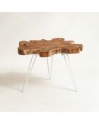 Table d'appoint en teck  kuta blanc/bois de teck - 70x60x46 cm