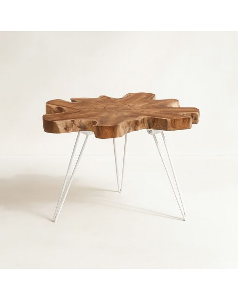 Table d'appoint en teck  kuta blanc/bois de teck - 70x60x46 cm