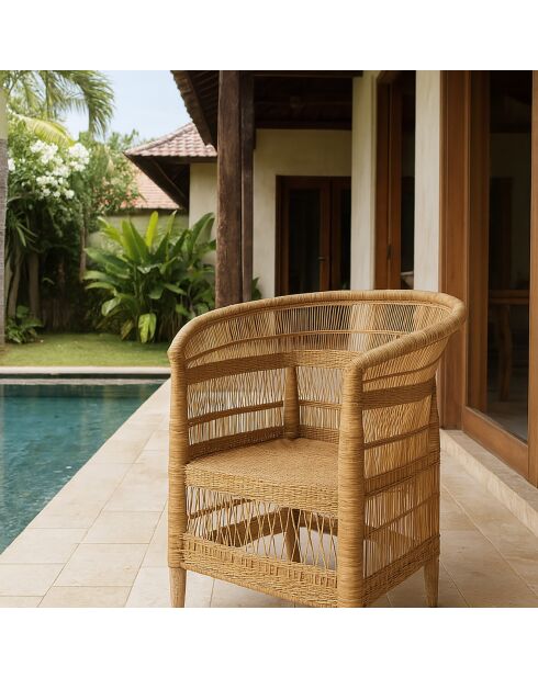 Fauteuil Rotin Zomba naturel - 76x50x82 cm