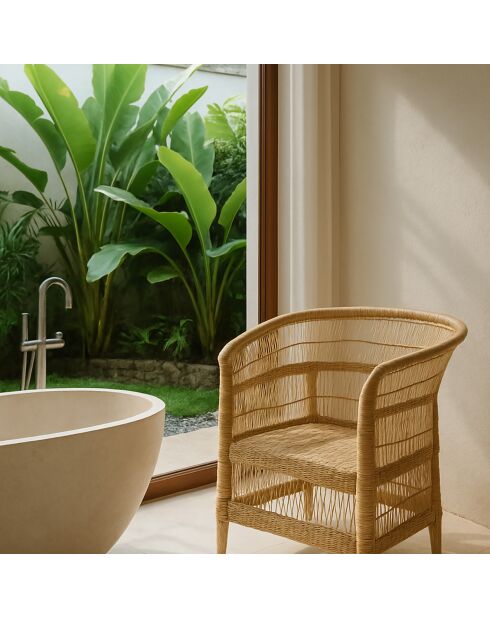 Fauteuil Rotin Zomba naturel - 76x50x82 cm