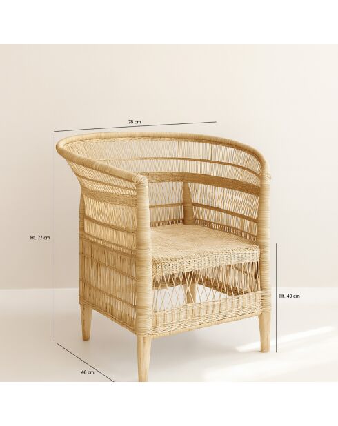 Fauteuil Rotin Zomba naturel - 76x50x82 cm