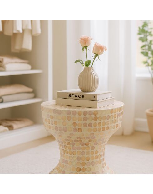 Meuble d'appoint en coquille de capiz elora rose - 35x35x45 cm