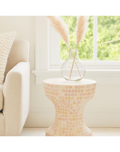 Meuble d'appoint en coquille de capiz elora rose - 35x35x45 cm
