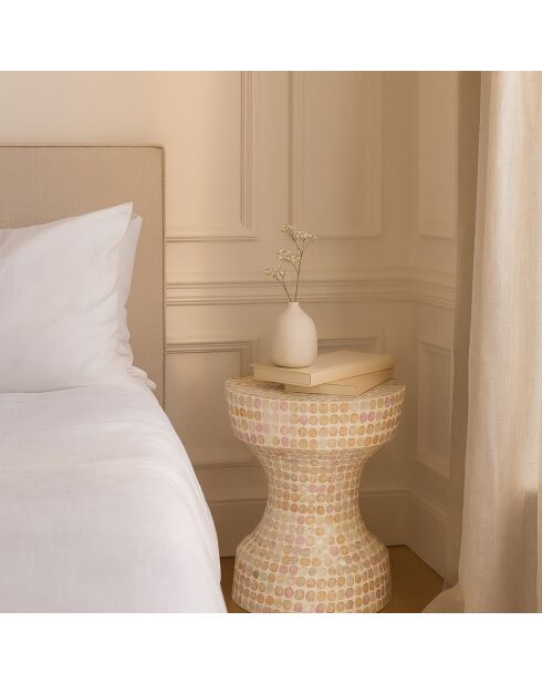 Meuble d'appoint en coquille de capiz elora rose - 35x35x45 cm