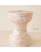 Meuble d'appoint en coquille de capiz elora rose - 35x35x45 cm